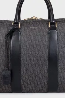 Men's canvas briefcase with print
