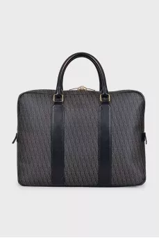 Men's canvas briefcase with print