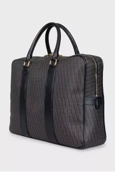 Men's canvas briefcase with print