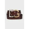 Men's leather belt with a large buckle