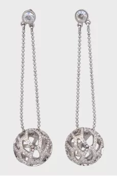 Silver earrings decorated with crystals