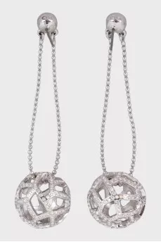 Silver earrings decorated with crystals