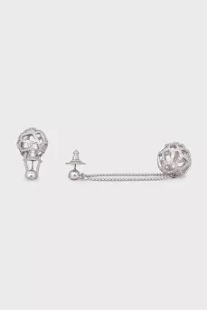 Silver earrings decorated with crystals