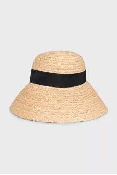 Beige raffia panama hat