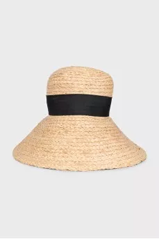 Beige raffia panama hat