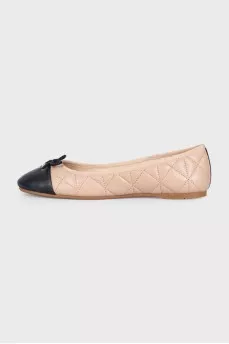 Two-tone leather ballet flats with tag