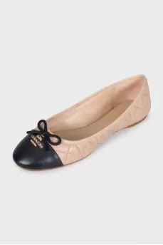 Two-tone leather ballet flats with tag