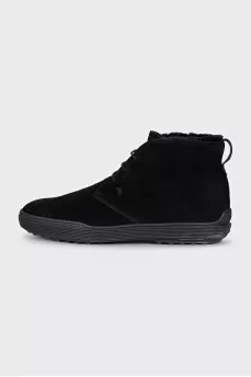 Men's black suede lace-up boots