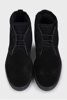 Men's black suede lace-up boots