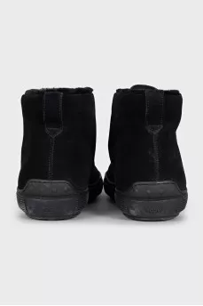 Men's black suede lace-up boots
