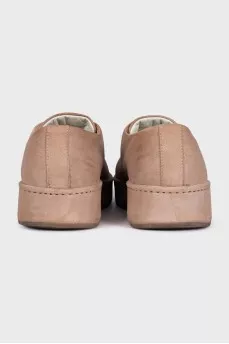 Замшеві кеди рожевого кольору на шнурівці