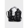Black leather bag with weave