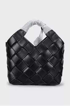 Black leather bag with weave