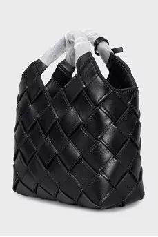 Black leather bag with weave