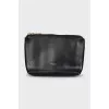 Black leather bag with weave