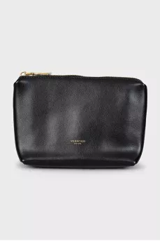 Black leather bag with weave