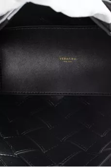 Black leather bag with weave