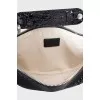 Black leather bag with silver hardware