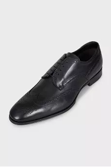 Men's black leather lace-up brogues