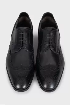 Men's black leather lace-up brogues