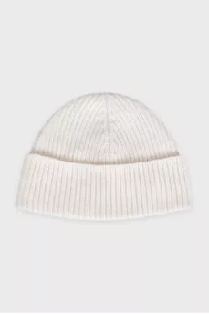 White hat with signature wool embroidery