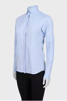 Straight-cut button-down shirt with a small print