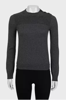 Cashmere jumper with buttons on the shoulder
