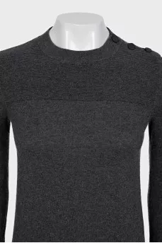 Cashmere jumper with buttons on the shoulder