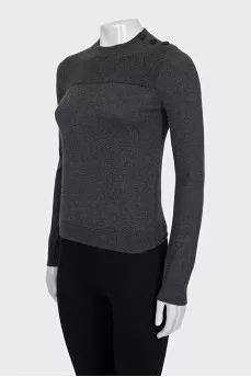 Cashmere jumper with buttons on the shoulder