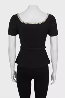 Short sleeve cropped jacket with tag