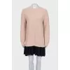 Pink knit dress with lace trim