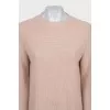 Pink knit dress with lace trim