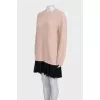 Pink knit dress with lace trim