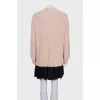 Pink knit dress with lace trim