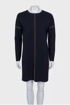 Loose-fitting blue wool dress