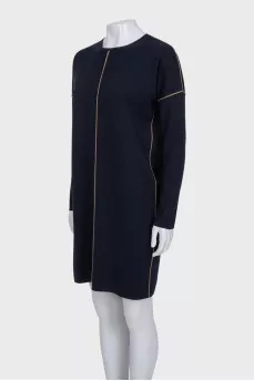 Loose-fitting blue wool dress