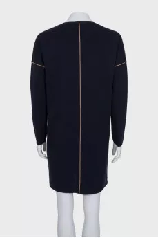 Loose-fitting blue wool dress