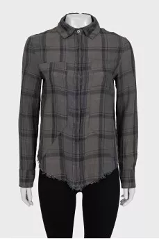 Straight-cut checked linen shirt