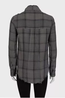 Straight-cut checked linen shirt
