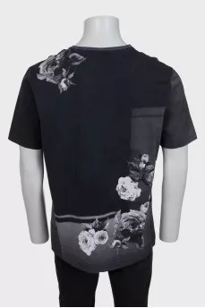 Men's gray straight t-shirt with print