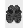 Black embossed leather shoes