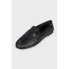 Leather loafers with tag