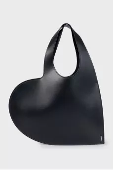 Black leather Heart bag