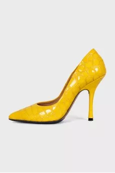 Yellow embossed shoes