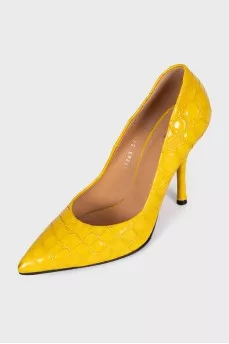 Yellow embossed shoes