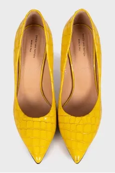 Yellow embossed shoes
