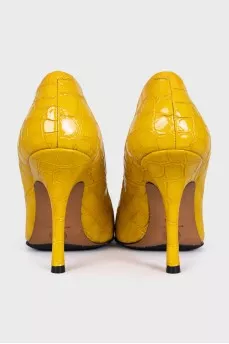 Yellow embossed shoes