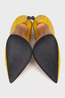 Yellow embossed shoes