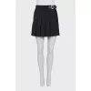 Large pleated skort with buckle