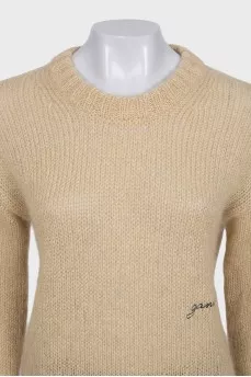 Translucent jumper with embroidered logo